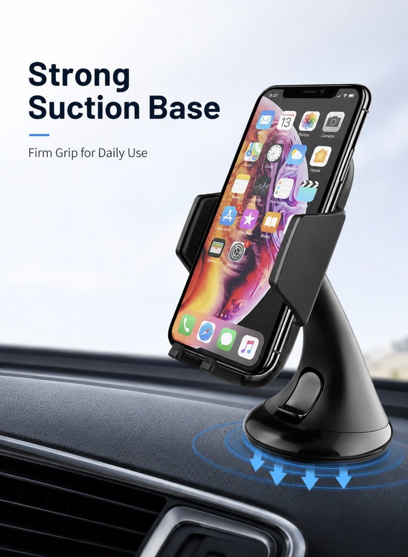 WYE Universal Windshield Car Phone Holder | 360° Rotatable Suction Mount | Strong Base | Compatible with All Smartphones - Image 3