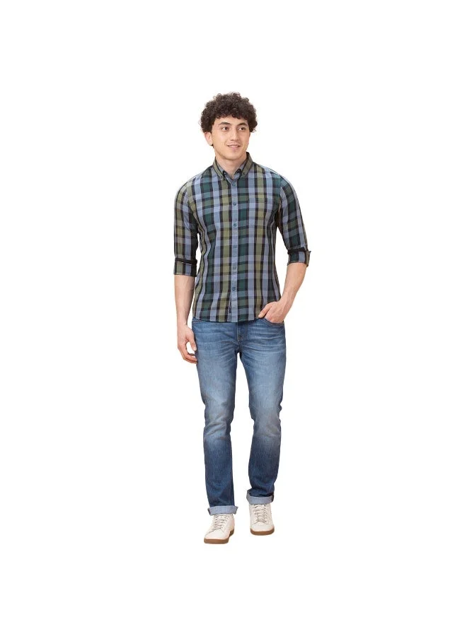 بيينغ هيومان Mens Green Collared Long Sleeve Shirt