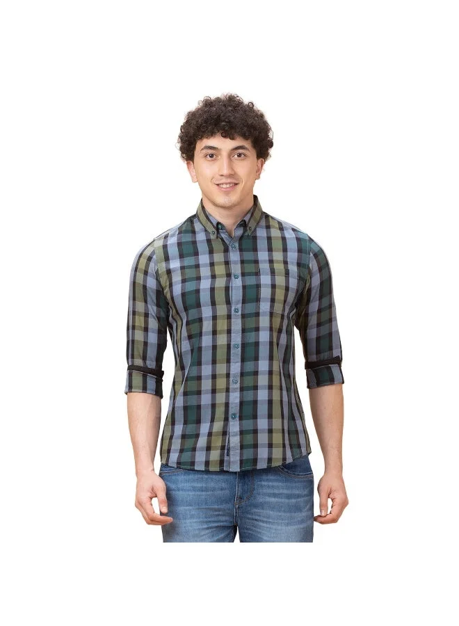 بيينغ هيومان Mens Green Collared Long Sleeve Shirt