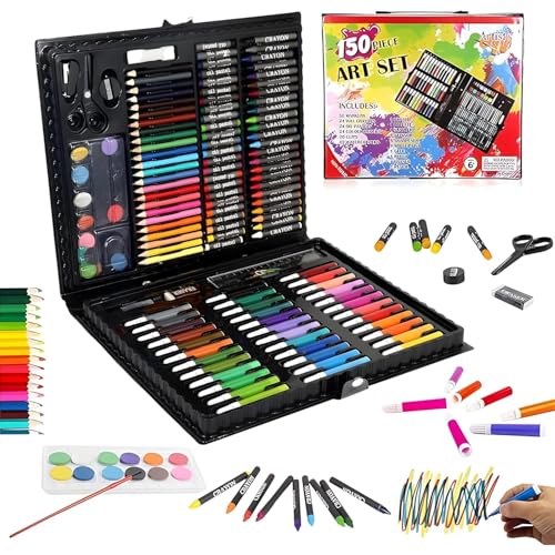 EMNDR 150 Pcs Art Set for Kids – Professional Drawing & Painting Kit with Portable Carry Case | Includes Markers, Oil Pastels, Crayons, Watercolors & Color Pencils | Birthday Gift (150 pcs art set) - Image 1