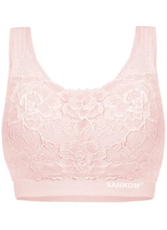 SANKOM Sankom Patent Classic Bra with Lace for Women | Designed to Improve Posture and Help Reduce Back and Neck Pain | Smoothes, Lifts, and Shapes Naturally | Provides Excellent Coverage and Support with a Comfortable Fit - Light Pink  - Image 1
