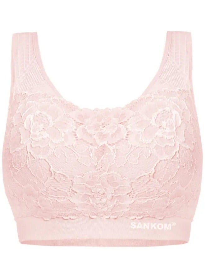 SANKOM Patent Classic Bra with Lace for Women | Designed to Improve Posture and Help Reduce Back and Neck Pain | Smoothes, Lifts, and Shapes Naturally | Provides Excellent Coverage and Support with a Comfortable Fit - Light Pink - Image 1