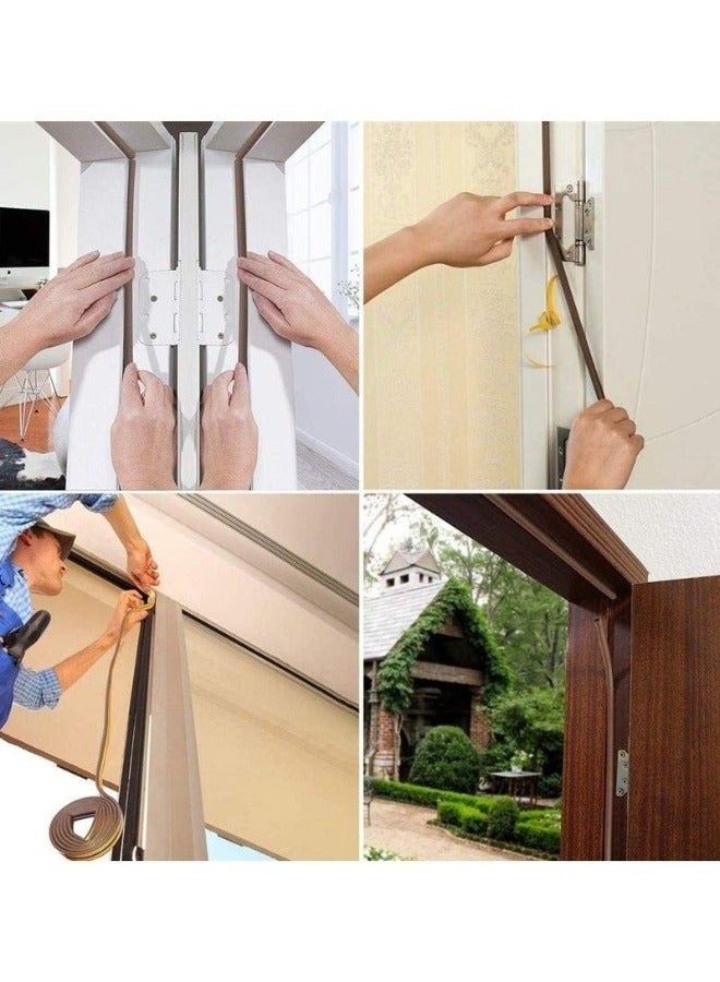 Weather Stripping for Doors and Windows, Weather Stripping for Front Window Frame Made of Foam and Rubber Adhesive Soundproof Waterproof Dustproof Anti-collision D-Shape (1 Roll of 2 Strips, Total Length 3 Meters - Brown)  - Image 3