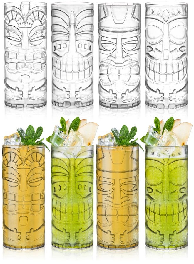 Goaste 8 Pack 17oz Plastic Tiki Cups, Clear Tiki Plastic Mug Cups, Tiki Hawaiian Party Drinking Tumblers, Exotic Zombie Cocktails Mugs, Reusable Mai Tai Glasses for Cocktails, Lemonade, Halloween - Image 1