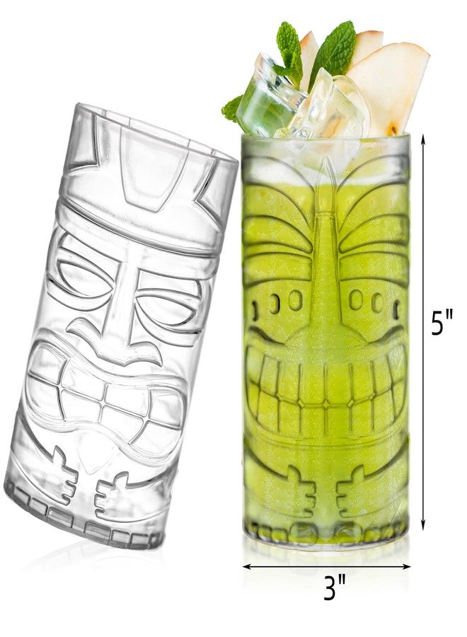 Goaste 8 Pack 17oz Plastic Tiki Cups, Clear Tiki Plastic Mug Cups, Tiki Hawaiian Party Drinking Tumblers, Exotic Zombie Cocktails Mugs, Reusable Mai Tai Glasses for Cocktails, Lemonade, Halloween - Image 2