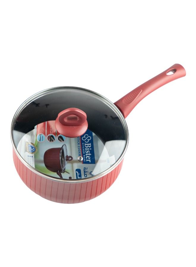Bister Stripy Classy Fryer Pot  Aluminium Layered with Tefloan Coating,26cm, Drak Red Color - Image 2
