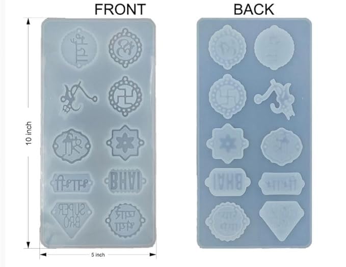 Eoast Rakhi Mould Resin Art Silicone Casting Mould Epoxy Mold Silicon DIY Rakhi Bracelet Jewellery Design. (BIG1O Cavity OM,Shree,BHAI,BHABHI) - Image 1