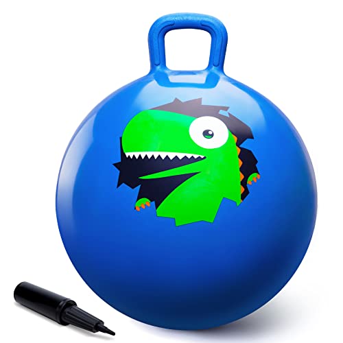 ZOOJOY Hopper Ball Hopping Toys for Kids 18inch Bouncy Ball with Handle for Boys Girls Aged 38 Inflatable Dinosaur Bounce Hopper Toy with Pump - Image 1