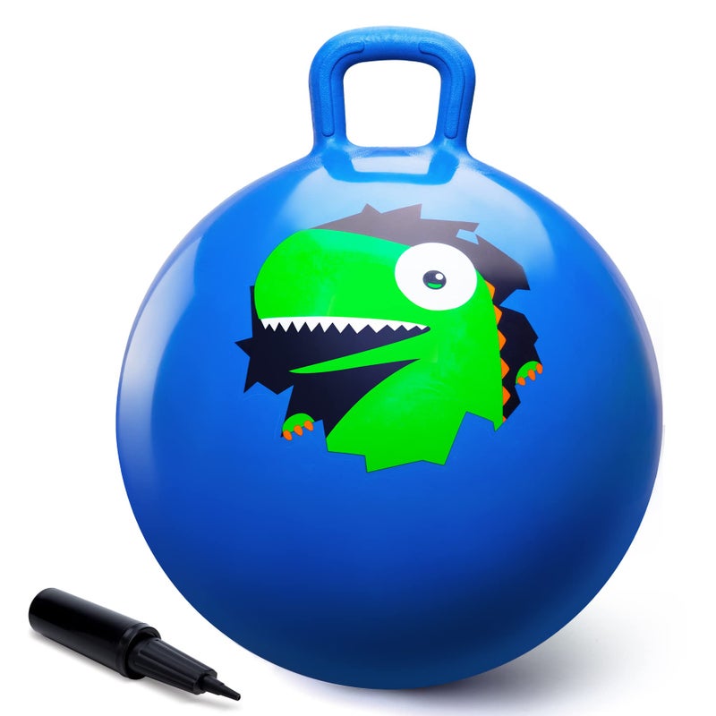 ZOOJOY Hopper Ball Hopping Toys for Kids 18inch Bouncy Ball with Handle for Boys Girls Aged 38 Inflatable Dinosaur Bounce Hopper Toy with Pump - Image 2