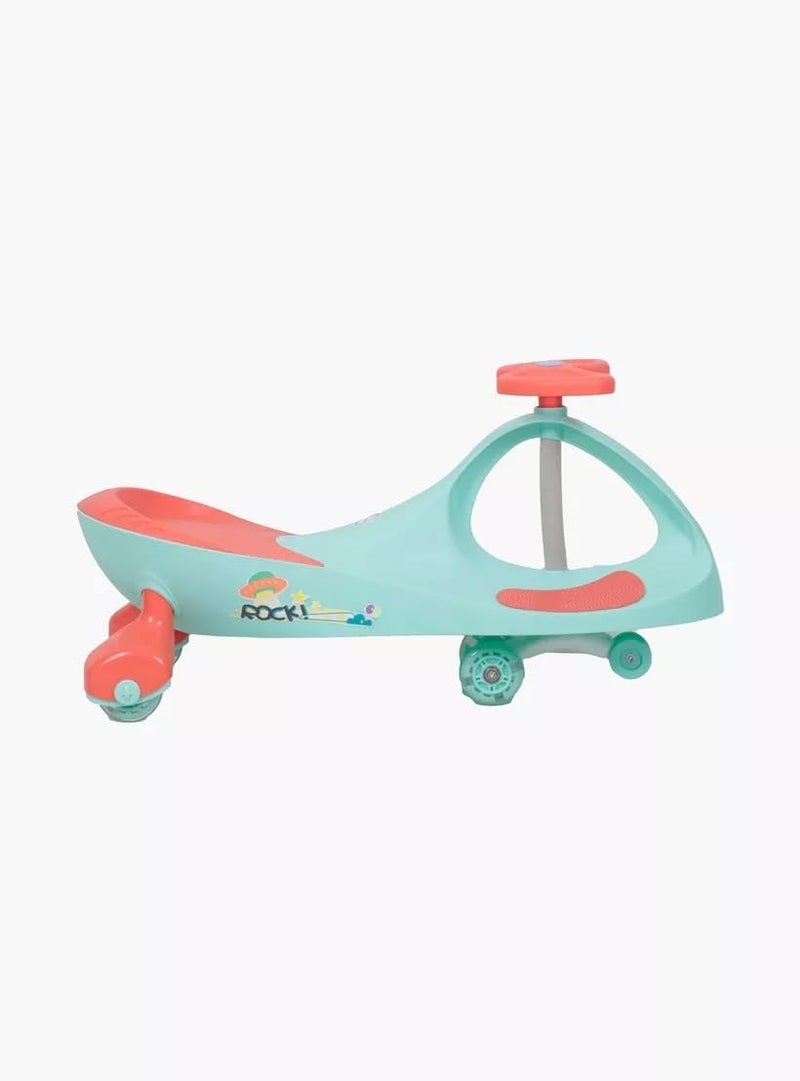 DORSA Twist and Turn Ride-On Swing Car with Light-Up Wheels for Kids - Green - Image 2