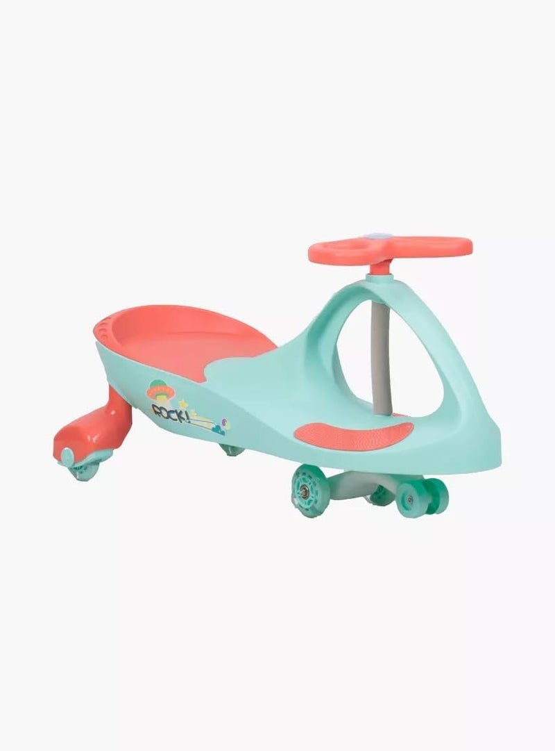 DORSA Twist and Turn Ride-On Swing Car with Light-Up Wheels for Kids - Green - Image 1