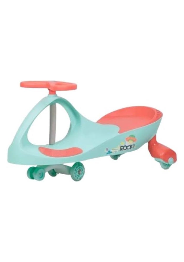 DORSA Twist and Turn Ride-On Swing Car with Light-Up Wheels for Kids - Green - Image 1