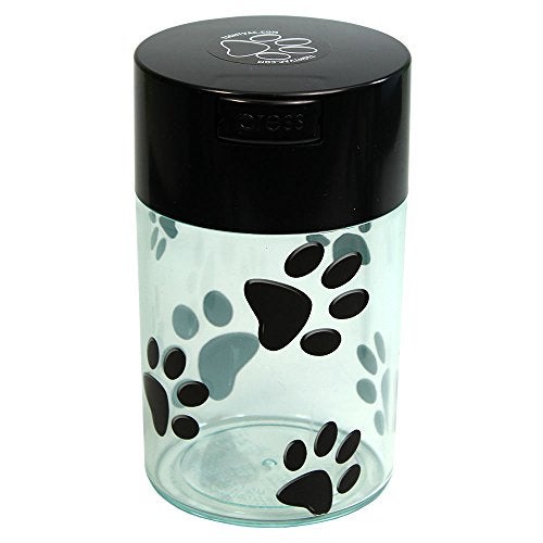 Tightpac America, Inc. Pawvac 6 Ounce Vacuum Sealed Pet Food Storage Container; Black Cap & Clear Body/Black Paws - Image 1