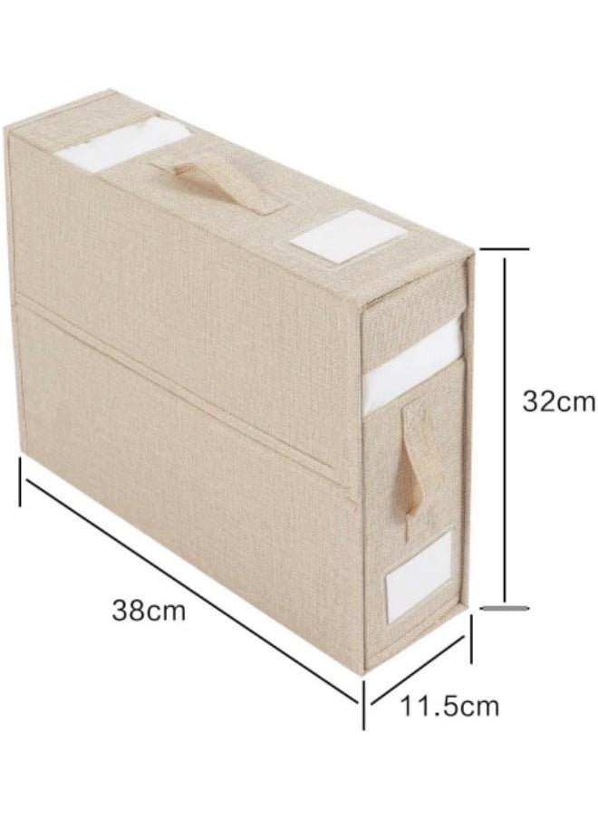 GGEROU - 2Pcs Bed Sheet Organizers and Storage Foldable Sheet Organizer for Sheets Set Organizing Bedding Container with Window Linen Closet Organizer Beige - Image 1