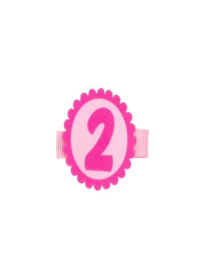 Wee Ones Girls' First and Second Birthday-themed Neon Printed Hair Clips on a WeeStay clip, Handmade, Two - Image 1
