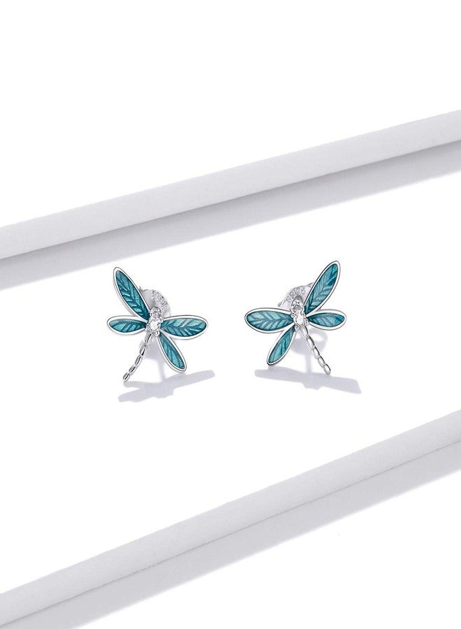 WOSTU Delicate Dragonfly Stud Earrings Insects Earrings White Gold Plated Hypoallergenic Earrings for Women Fine Jewelry - Image 4