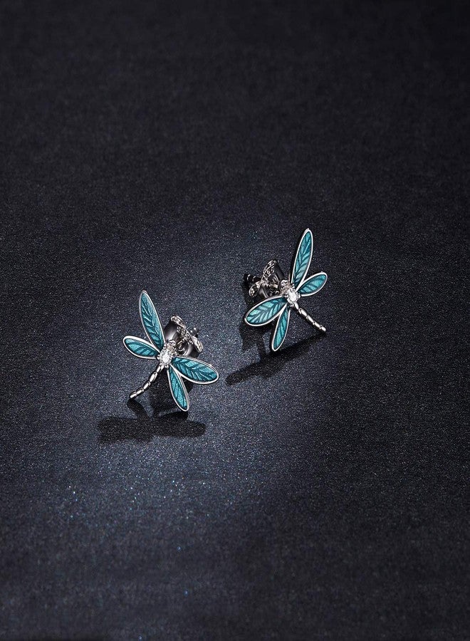 WOSTU Delicate Dragonfly Stud Earrings Insects Earrings White Gold Plated Hypoallergenic Earrings for Women Fine Jewelry - Image 3