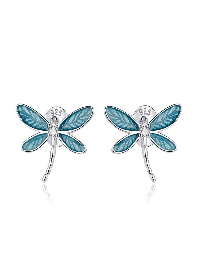 WOSTU Delicate Dragonfly Stud Earrings Insects Earrings White Gold Plated Hypoallergenic Earrings for Women Fine Jewelry - Image 1