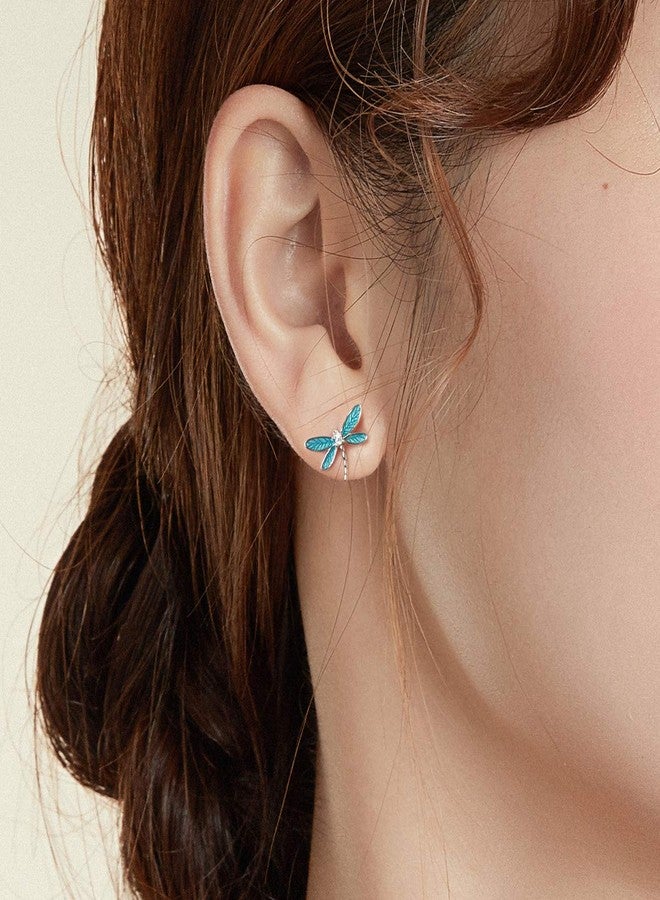 WOSTU Delicate Dragonfly Stud Earrings Insects Earrings White Gold Plated Hypoallergenic Earrings for Women Fine Jewelry - Image 2