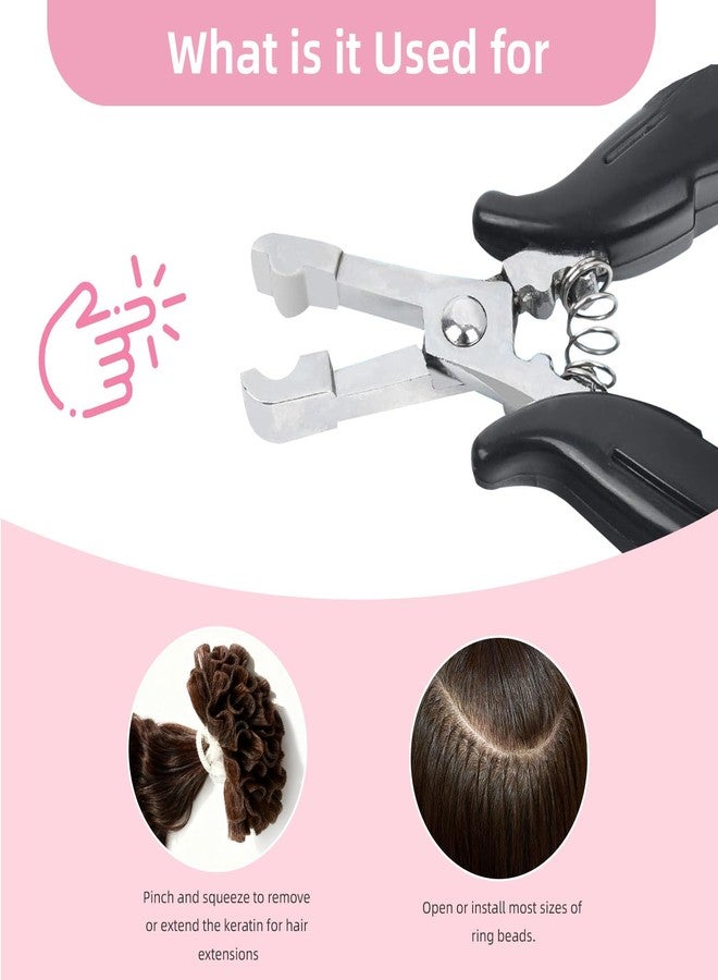 فلاسي أداة فلاسي لإزالة وصلات الشعر بتقنية فيوجن بوند كراشر، أداة إزالة وصلات الشعر بتقنية كي تيب، كماشة احترافية لوصلات الشعر بتقنية مايكرو بيندز نانو رينج، أداة إزالة وصلات الشعر بالكيراتين (على شكل حرف U، أسود) - Image 4