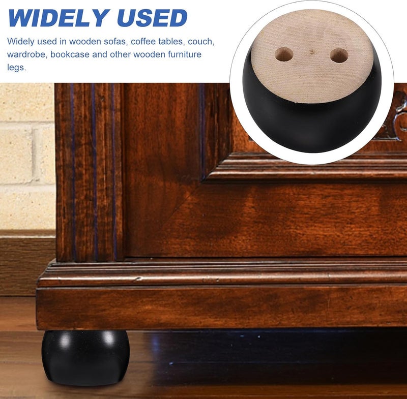 6pcs Solid Wood Replacement Sofa Legs and Couch Feet 5x8cm Black Round Bun Feet for Furniture Table Risers Sturdy Wooden Furniture Legs for Living Room Use - Image 3