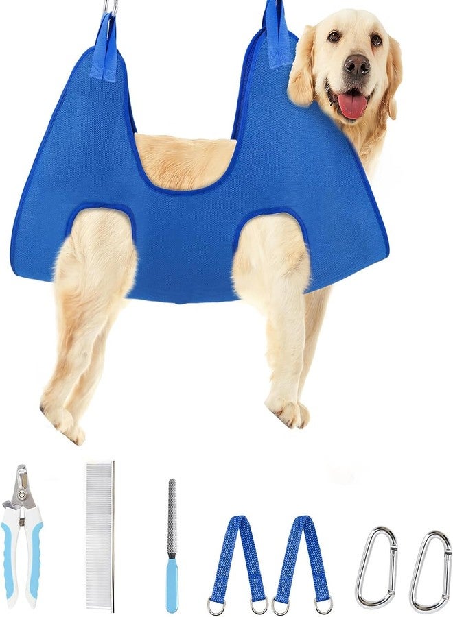 JUXORI Pet Grooming Hammock for Dogs & Cats, Pet Grooming Hammock, Pet Grooming Sling, Dog Grooming Harness, Restraint Bag, Helper, Pet Nail Clip Bag for Grooming, Bathing, Nail Cutting, Ear, Eye Care - Image 1