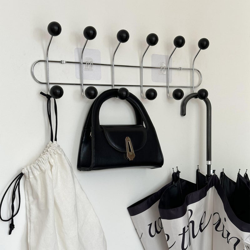 Invisible Wall Hooks Iron Art Organizer Coat Hangers Black 6 Hook Black 6 Hook