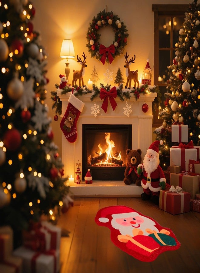 FEBSNOW Christmas Bathroom Rugs, 18.1 x 27.6 Inch Santa Winter Rug Bath Mat, Non Slip Absorbent Carpets Doormat with Backing Washable for Tub Living Dining Holiday Bedroom Nursery - Image 4