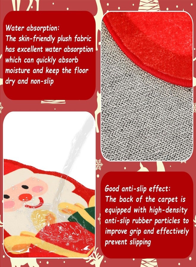 FEBSNOW Christmas Bathroom Rugs, 18.1 x 27.6 Inch Santa Winter Rug Bath Mat, Non Slip Absorbent Carpets Doormat with Backing Washable for Tub Living Dining Holiday Bedroom Nursery - Image 3