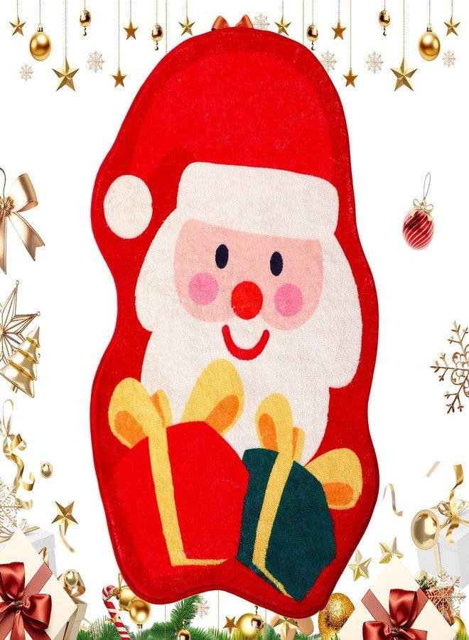FEBSNOW Christmas Bathroom Rugs, 18.1 x 27.6 Inch Santa Winter Rug Bath Mat, Non Slip Absorbent Carpets Doormat with Backing Washable for Tub Living Dining Holiday Bedroom Nursery - Image 1