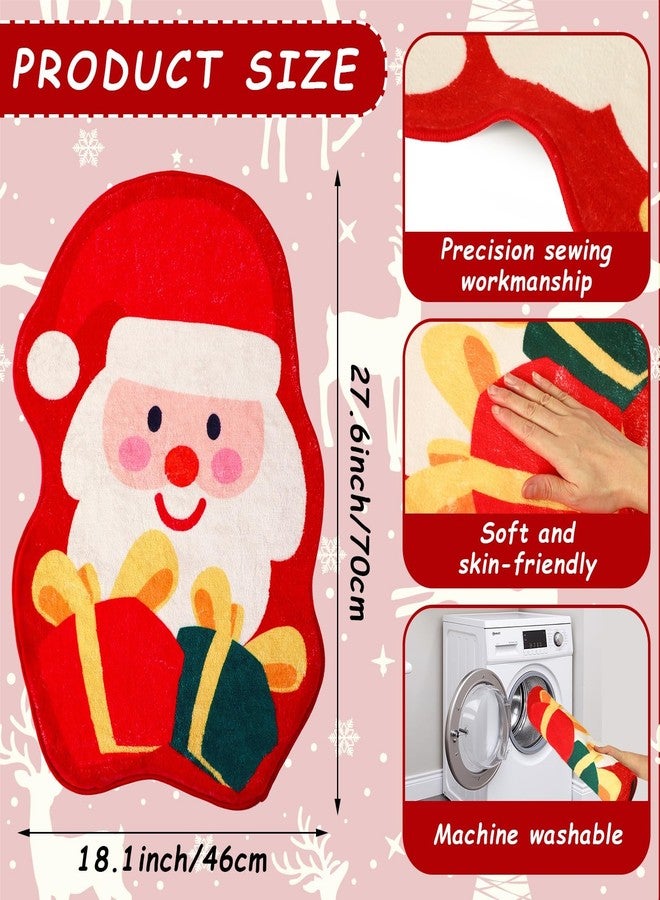 FEBSNOW Christmas Bathroom Rugs, 18.1 x 27.6 Inch Santa Winter Rug Bath Mat, Non Slip Absorbent Carpets Doormat with Backing Washable for Tub Living Dining Holiday Bedroom Nursery - Image 2