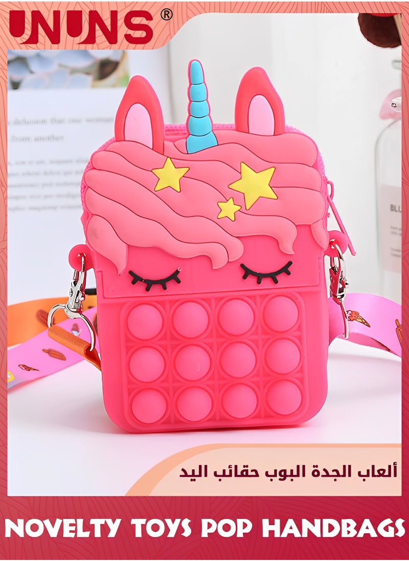 UNUNS - Pop Purse Bag Fidget Toys,2 Push Bubble Purse And Unicorn Bracelet Combo,Pop It Bags,Unicorn Slap Band,Birthday Girl Gift,Fidget Sensory Silicone Shoulder Crossbody Bag,Back To School Supplies - Image 1