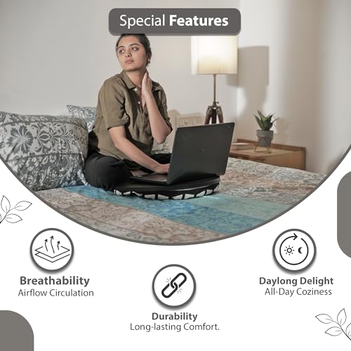Divine Casa Double Size Bedsheet for Double Bed, 144 TC Pure Cotton Queen Size with 2 Pillow Covers | 222 By 254 cm | Floral | Grey & Blue - Image 4