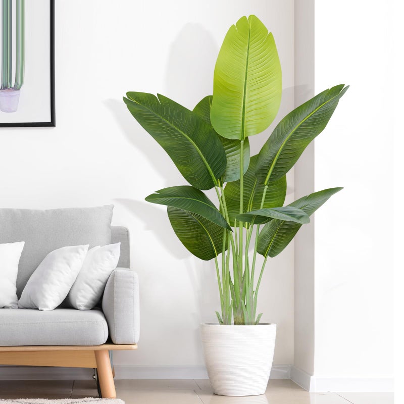 Keeplush Lifelike Bird of Paradise Artificial Plant 4ft Faux Banana Leaf Tree with 9 Trunks for Home Decor  Perfect Indoor Silk Floor Plant for Living Room Office and Bedroom Ambiance Enhancement