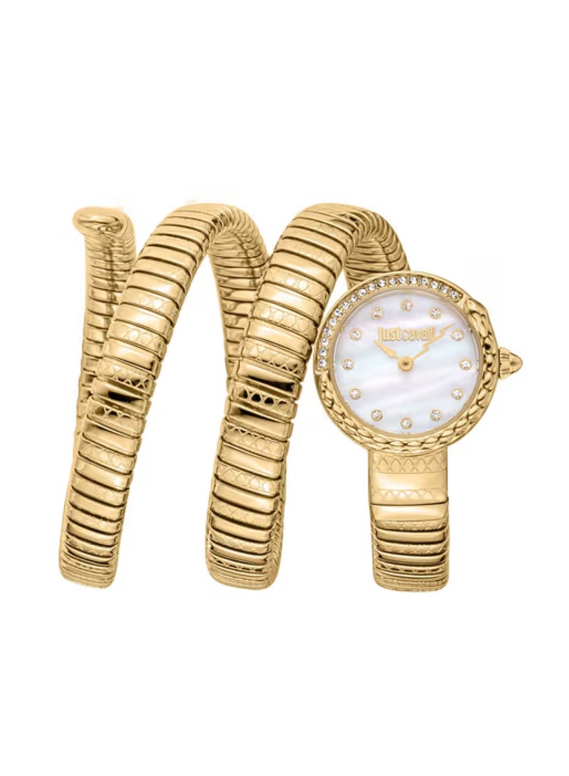 Just Cavalli ساعة يد نسائية تناظرية كوارتز بحزام من الفولاذ المقاوم للصدأ ذهبية JC1L302M0025 - Image 1