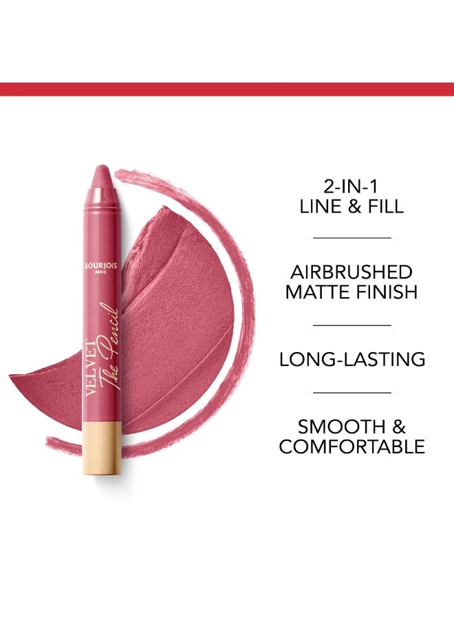 بورجوا باريس قلم شفاه Bourjois Paris Velvet The Pencil درجة 2 بلمسة مطفية مخملية وثبات طويل ولون أنيق - Image 3