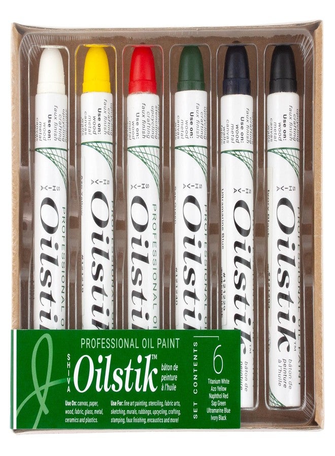 Jack Richeson 121302 Shiva Oil Paintstik, Basic Colors, Set of 6
