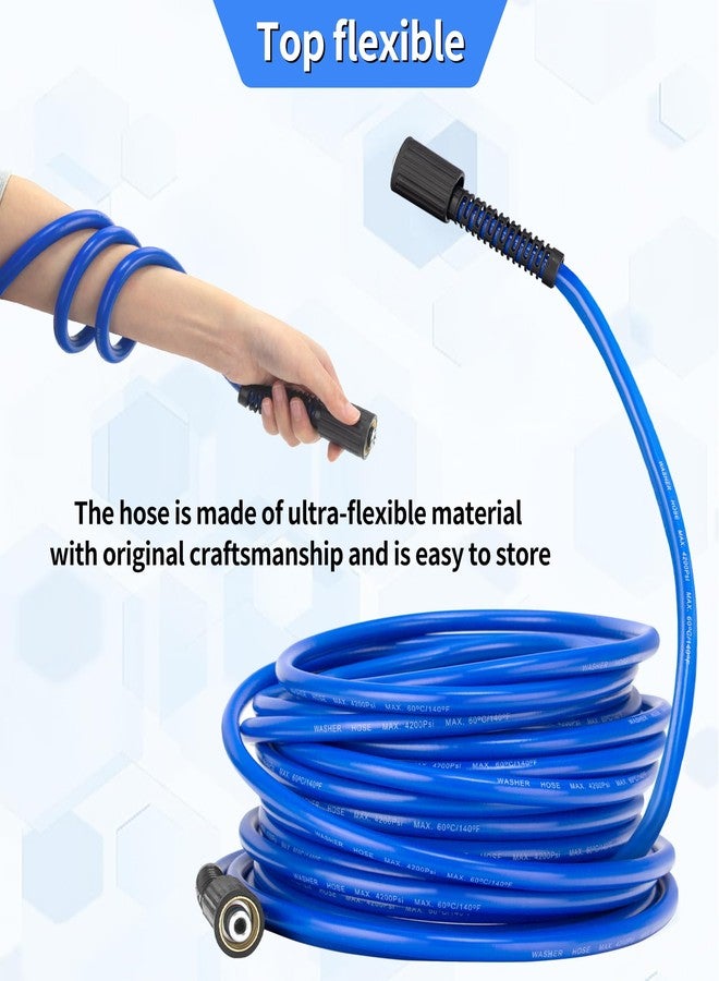 VIHEG Pressure Power Washer Hose 50 FT x 1/4", Super Flexible Kink Resistant Car Washer Replacement with M22 Fittings & 3/8" Quick Connect Adapters for Ryobi Troy Bilt Flexzilla Greenworks & More, 4200PSI - Image 3