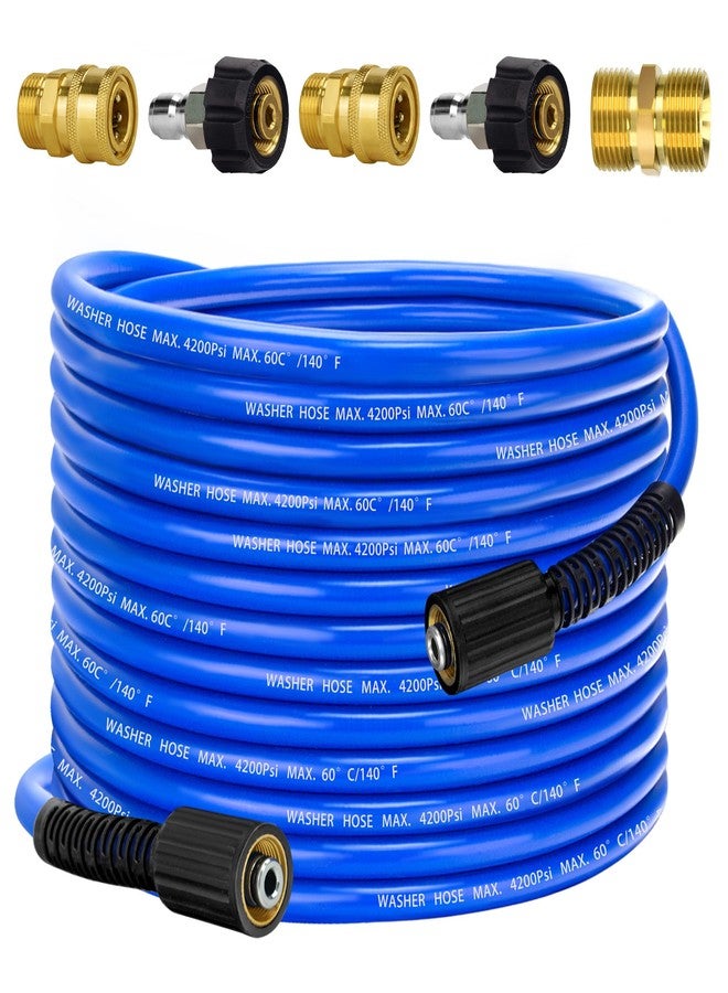 VIHEG Pressure Power Washer Hose 50 FT x 1/4", Super Flexible Kink Resistant Car Washer Replacement with M22 Fittings & 3/8" Quick Connect Adapters for Ryobi Troy Bilt Flexzilla Greenworks & More, 4200PSI - Image 1