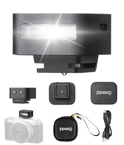 ZENIKO ZF08 Camera Flash - 440 Full Power Flashes/GN16 ISO200 0.5m/Type-C Charge/470mAh/3s Recycle Time/5 Power Levels/Mini Flash Compatible with Sony ZV-E10 ZV1 a7CII a7IV Ricoh GRIII etc. (Black) - Image 1