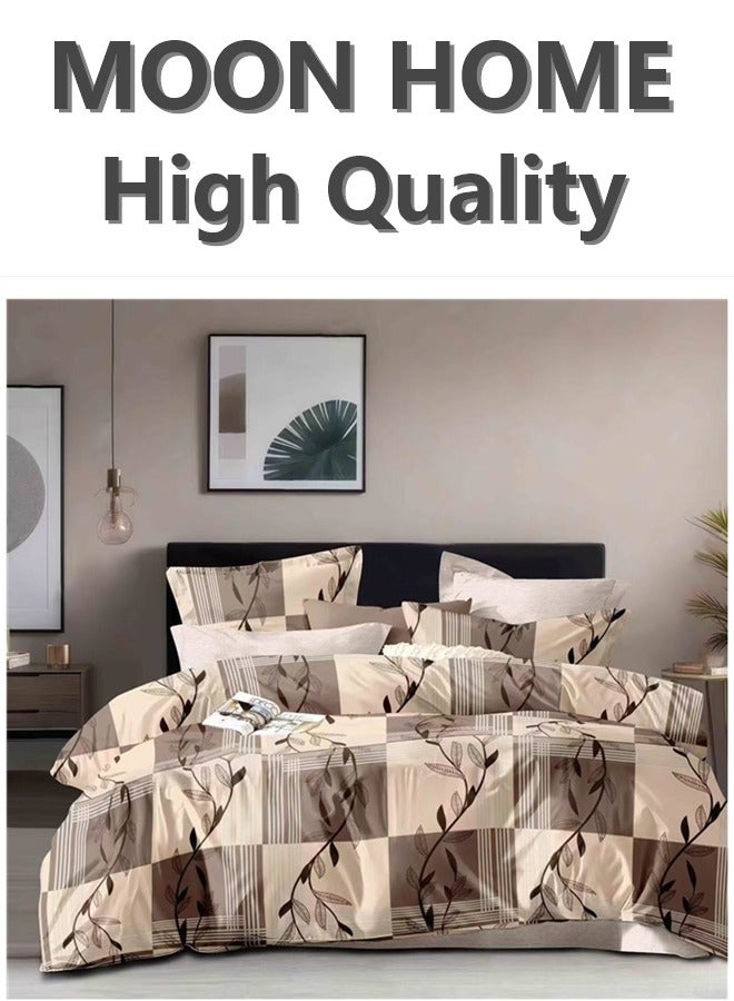 طقم أغطية لحاف فاخر مكون من 6 قطع - مقاسات كينغ / كوين / مفرد - يشمل غطاء لحاف، شريحة ملائمة و 4 أغطية وسائد - بياضات أنيقة ومريحة