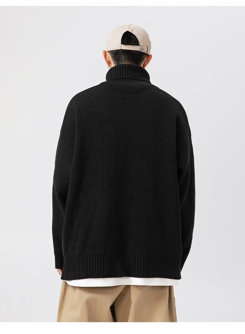 NIBEMINENT Turtleneck Sweater Men Pullover Casual Solid Color Knitted  Sweater Fashion Autumn Winter Men Clothing  Sweater Man - Image 3