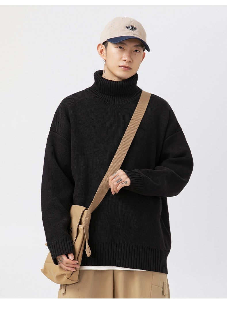 NIBEMINENT Turtleneck Sweater Men Pullover Casual Solid Color Knitted  Sweater Fashion Autumn Winter Men Clothing  Sweater Man - Image 2