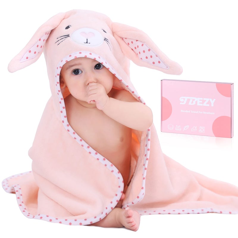 TBEZY Baby Hooded Towel with Unique Animal Design Ultra Soft Thick Cotton Bath Towel for Newborn Bunny
