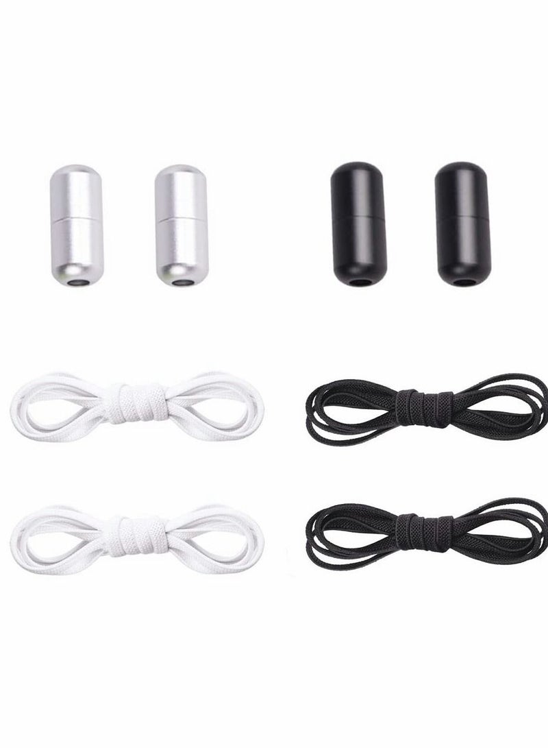 سيوسي 4 أزواج من أربطة الأحذية المطاطية بدون ربطة ، مقاس واحد يناسب جميع البالغين والأطفال - Image 1