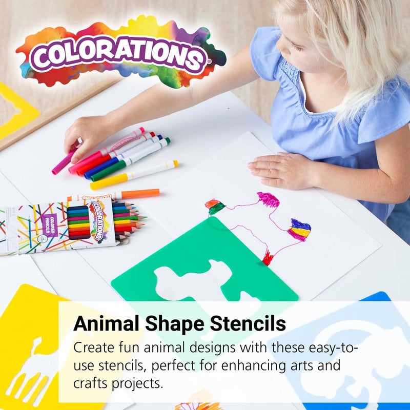 Colorations - EANST Animal Shape Stencils Set of 12 8" Plastic Stencils for Kids Arts and Crafts Material - Image 2