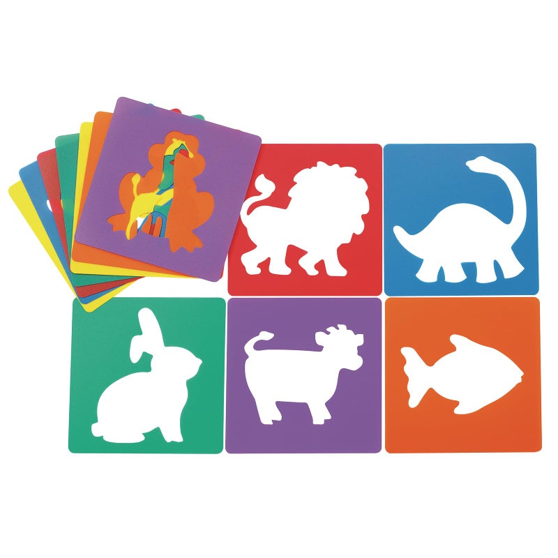 Colorations - EANST Animal Shape Stencils Set of 12 8" Plastic Stencils for Kids Arts and Crafts Material - Image 1