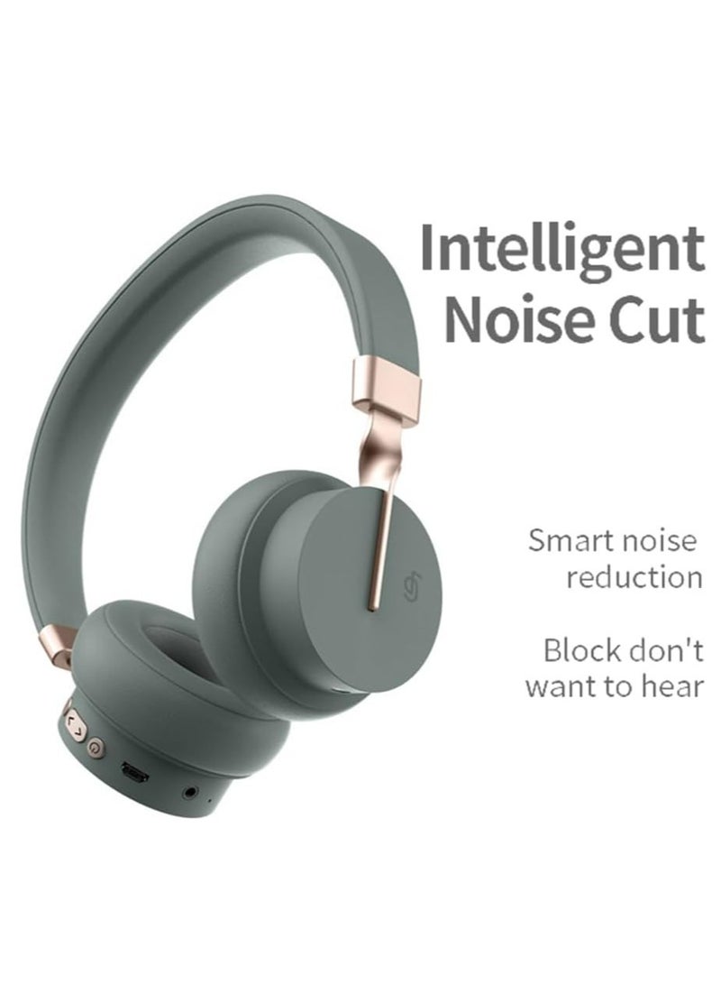 fingertime P3 Wireless Bluetooth 5.0 Headphones, HD Stereo Sound Over Ear Headphones with Built-In Microphones, Deep Bass, 60 Hours Playtime, Fast Charge Foldable Headphones for PC/Home (Grey) - Image 5