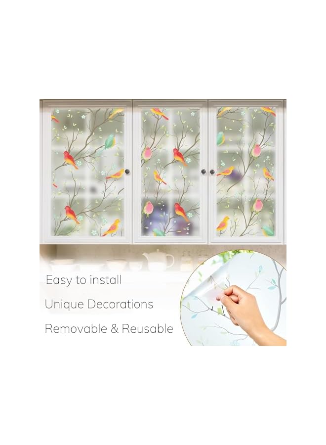 The Bros Privacy Window Film, Stained Glass Window Film Non-Adhesive Static Cling, Anti Glare UV Blocking Frosted Glass Window Film, Decorative Window Film for Home Bathroom Office, 45x200cm - Image 4