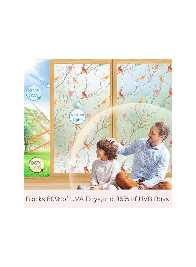 The Bros Privacy Window Film, Stained Glass Window Film Non-Adhesive Static Cling, Anti Glare UV Blocking Frosted Glass Window Film, Decorative Window Film for Home Bathroom Office, 45x200cm - Image 2